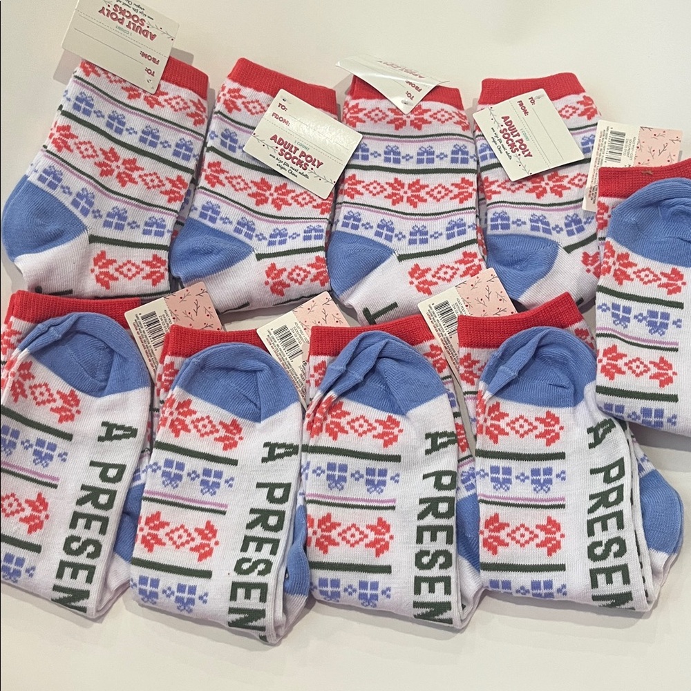 Set of 9 Christmas Spirit Collection - “A Present” Apres Ski Multicolor socks